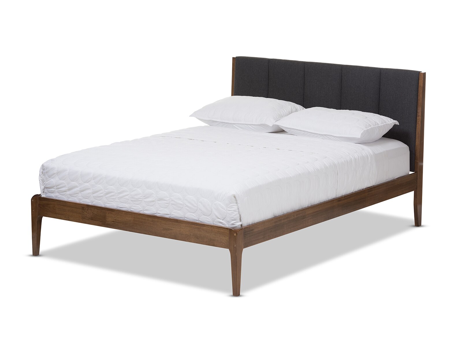 Ember Mid-Century Fabric & Wood Platform Bed